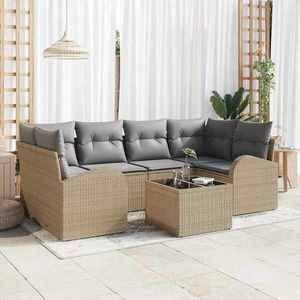 vidaXL Set de canapele pentru grădină 7 pcs Bej 55 x 55 x 37 cm imagine