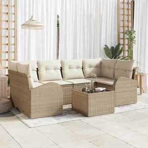 vidaXL Set de canapele pentru grădină 7 pcs Bej 55 x 55 x 37 cm imagine