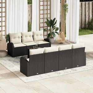 vidaXL Set de canapele pentru grădină 8 pcs Negru 55 x 55 x 37 cm imagine