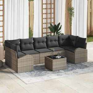 vidaXL Set de canapele pentru grădină 8 pcs Gri 55 x 55 x 37 cm imagine