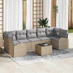 vidaXL Set de canapele pentru grădină 8 pcs Bej 55 x 55 x 37 cm imagine