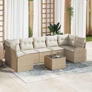 vidaXL Set de canapele pentru grădină 8 pcs Bej 55 x 55 x 37 cm imagine