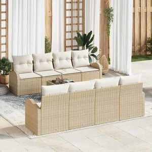 vidaXL Set de canapele pentru grădină 7 pcs Bej și Alb 55 x 55 x 37 cm imagine