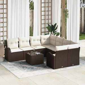 vidaXL Set de canapele pentru grădină 9 pcs Maro 55 x 55 x 37 cm imagine