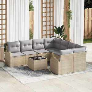 vidaXL Set de canapele pentru grădină 9 pcs Bej 55 x 55 x 37 cm imagine