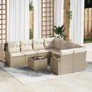 vidaXL Set de canapele pentru grădină 9 pcs Bej 55 x 55 x 37 cm imagine