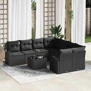 vidaXL Set de canapele pentru grădină 9 pcs Negru 55 x 55 x 37 cm imagine