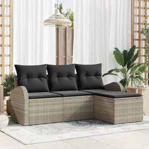 vidaXL Set de canapele pentru grădină 4 pcs Gri deschis Rattan poli imagine
