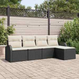 vidaXL Set de canapele pentru grădină cu pernă 5 pcs Negru Rattan poli imagine