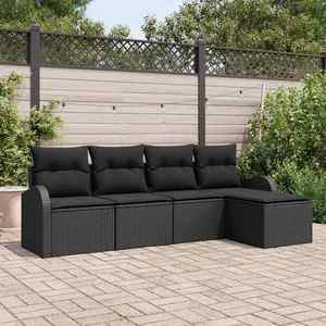 vidaXL Set de canapele pentru grădină cu pernă 5 pcs Negru Rattan poli imagine