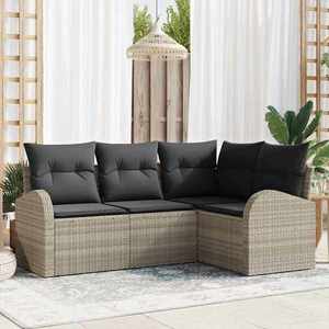 vidaXL Set de canapele pentru grădină 4 pcs Gri deschis Rattan poli imagine