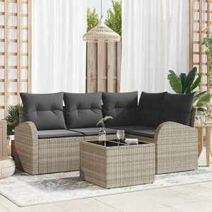 vidaXL Set de canapele pentru grădină 5 pcs Gri deschis Rattan poli imagine