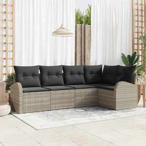 vidaXL Set de canapele pentru grădină 5 pcs Gri deschis Rattan poli imagine