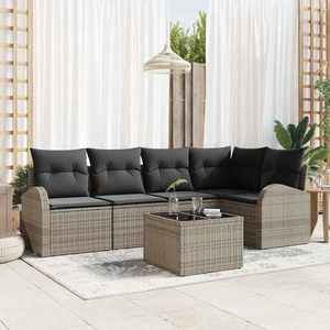 vidaXL Set de canapele pentru grădină cu pernă 6 pcs Gri Rattan poli imagine