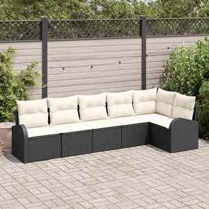 vidaXL Set de canapele pentru grădină cu pernă 6 pcs Negru Rattan poli imagine