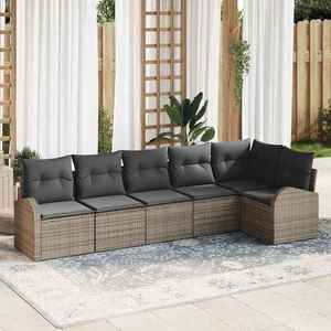 vidaXL Set de canapele pentru grădină cu pernă 6 pcs Gri Rattan poli imagine