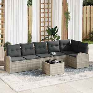 vidaXL Set de canapele pentru grădină 7 pcs Gri deschis Rattan poli imagine