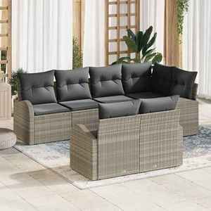 vidaXL Set de canapele pentru grădină 7 pcs Gri deschis Rattan poli imagine