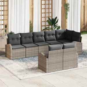 vidaXL Set de canapele pentru grădină cu pernă 8 pcs 289 x 124 x 85 cm imagine