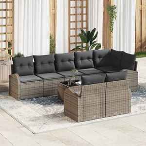 vidaXL Set de canapele pentru grădină cu pernă 9 pcs 289 x 124 x 85 cm imagine