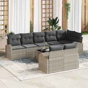 vidaXL Set de canapele pentru grădină cu pernă 9 pcs 289 x 124 x 85 cm imagine