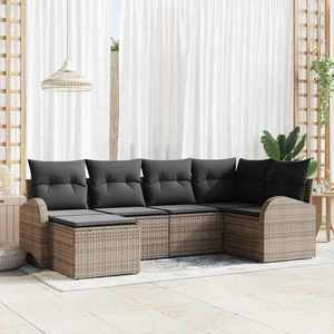 vidaXL Set de canapele pentru grădină cu pernă 6 pcs Gri Rattan poli imagine
