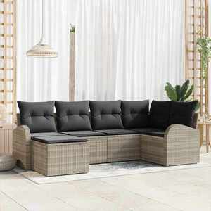 vidaXL Set de canapele pentru grădină 6 pcs Gri deschis Rattan poli imagine