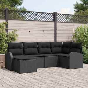 vidaXL Set de canapele pentru grădină cu pernă 6 pcs Negru Rattan poli imagine