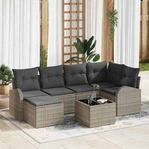 vidaXL Set de canapele pentru grădină 7 pcs Gri deschis Rattan poli imagine