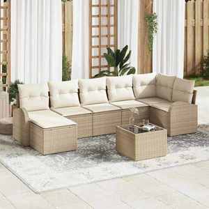 vidaXL Set de canapele pentru grădină cu pernă 8 pcs Bej Rattan poli imagine