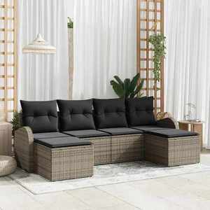 vidaXL Set de canapele pentru grădină cu pernă 6 pcs Gri Rattan poli imagine