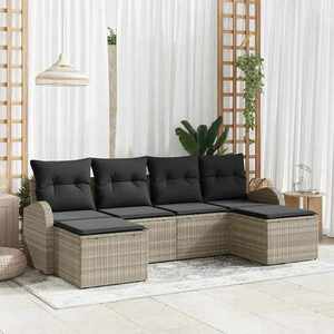 vidaXL Set de canapele pentru grădină 6 pcs Gri deschis Rattan poli imagine