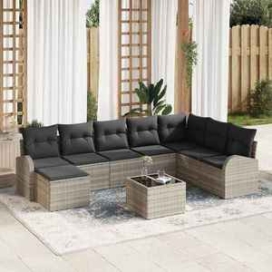 vidaXL Set de canapele pentru grădină 9 pcs Gri deschis Rattan poli imagine
