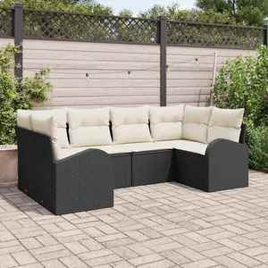 vidaXL Set de canapele pentru grădină 6 pcs Negru Rattan poli imagine