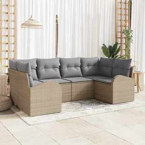 vidaXL Set de canapele pentru grădină 6 pcs Bej Rattan poli imagine