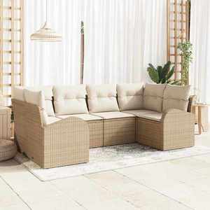 vidaXL Set de canapele pentru grădină 6 pcs Bej Rattan poli imagine