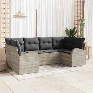 vidaXL Set de canapele pentru grădină 6 pcs Gri deschis Rattan poli imagine