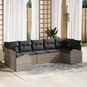 vidaXL Set de canapele pentru grădină 7 pcs Gri Rattan poli imagine