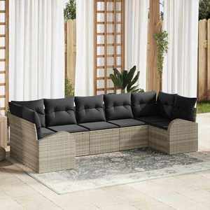vidaXL Set de canapele pentru grădină 7 pcs Gri deschis Rattan poli imagine