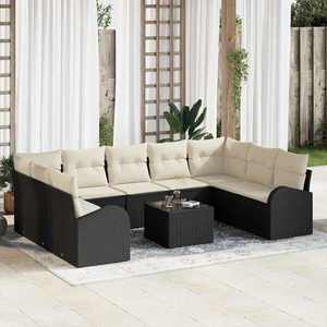 vidaXL Set de canapele pentru grădină 10 pcs Negru Rattan poli imagine
