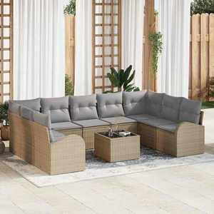 vidaXL Set de canapele pentru grădină 10 pcs Bej Rattan poli imagine