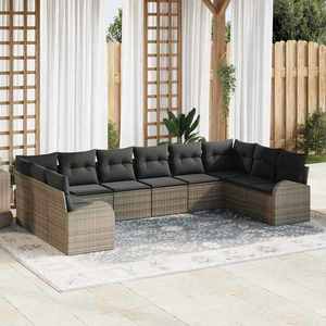 vidaXL Set de canapele pentru grădină 10 pcs Gri Rattan poli imagine