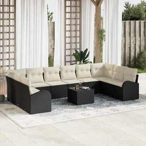 vidaXL Set de canapele pentru grădină 11 pcs Negru Rattan poli imagine