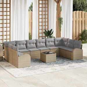vidaXL Set de canapele pentru grădină 11 pcs Bej Rattan poli imagine