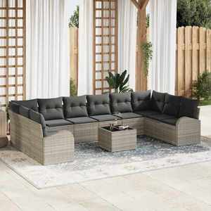 vidaXL Set de canapele pentru grădină 11 pcs Gri deschis Rattan poli imagine