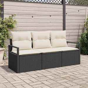 vidaXL Set de canapele pentru grădină 3 pcs Negru Rattan poli imagine