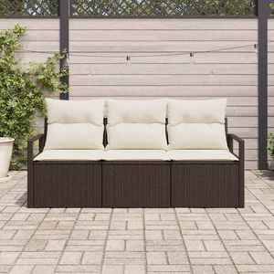 vidaXL Set de canapele pentru grădină 3 pcs Maro Rattan poli imagine