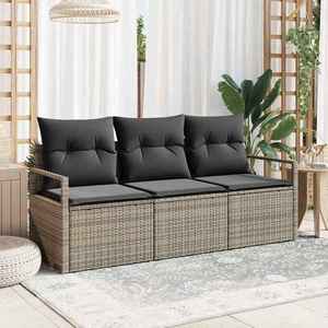 vidaXL Set de canapele pentru grădină 3 pcs Gri Rattan poli imagine