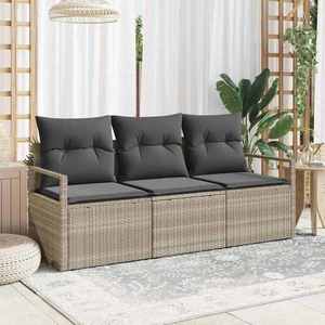 vidaXL Set de canapele pentru grădină 3 pcs Gri deschis Rattan poli imagine