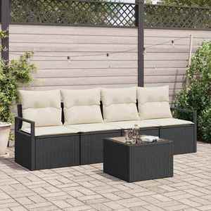 vidaXL Set de canapele pentru grădină 5 pcs Negru și Crem imagine